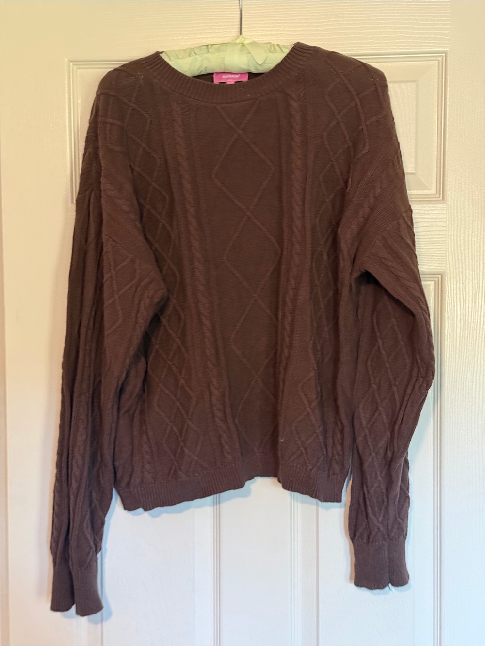 Edikted Brown Cable Knit Crewneck Sweater